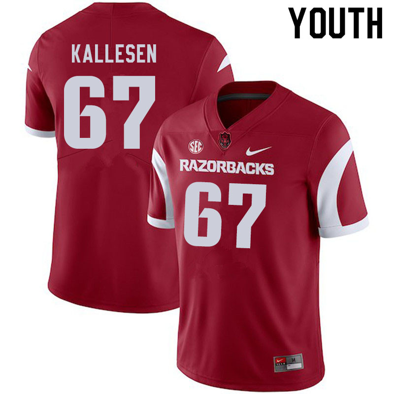 Youth #67 Logan Kallesen Arkansas Razorbacks College Football Jerseys Sale-Cardinal
